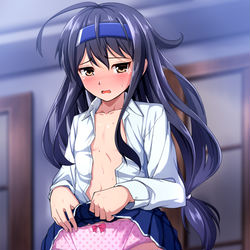 This is a pixiv picture whose title is 初霜「よ、よろしくお願いします…///」.