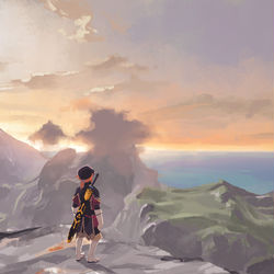 This is a pixiv picture whose title is BotW風景絵 4枚.