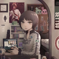 This is a pixiv picture whose title is 鏡に映った自分しか知らない.
