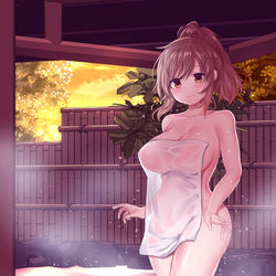 This is a pixiv picture whose title is さとうささらと湯けむり温泉.