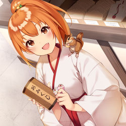 This is a pixiv picture whose title is あなたのお耳、癒します ～お守り上手な巫女さんに癒されませんか?.