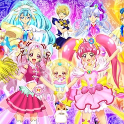 This is a pixiv picture whose title is ハグ→スタ☆プリキュアバトンタッチ！！＆祝誕☆天王はるかさん♪♪.
