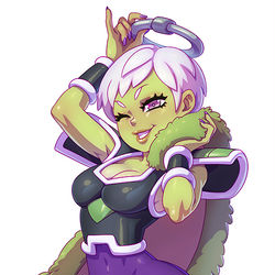 This is a pixiv picture whose title is Cheelai trying Broly armor.