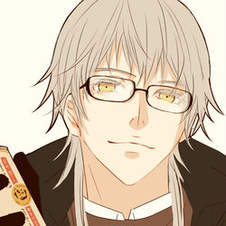 This is a pixiv picture whose title is 鶴丸さんと眼鏡.