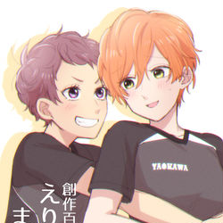 This is a pixiv picture whose title is 【創作百合】えりさなまとめ.
