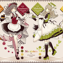 This is a pixiv picture whose title is チョコケーキ6姉妹.