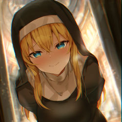 This is a pixiv picture whose title is 少年の悩みをすっきりさせてくれるシスターお姉ちゃん.