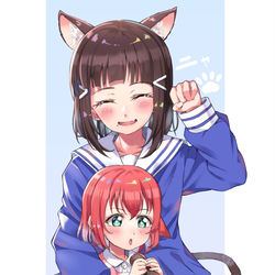 This is a pixiv picture whose title is 黒澤姉妹にゃんにゃんお.