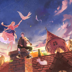 This is a pixiv picture whose title is 月のいない空.