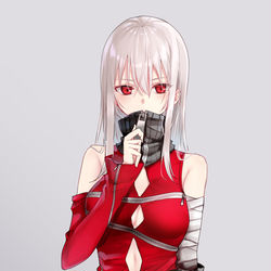 This is a pixiv picture whose title is 口隠し.