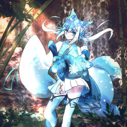 This is a pixiv picture whose title is 「空狐」Vtuber狐狐音の前.