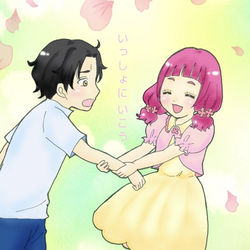 This is a pixiv picture whose title is 一緒に行こう.