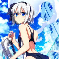 This is a pixiv picture whose title is 競泳水着妖夢ちゃん！.