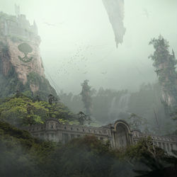 This is a pixiv picture whose title is 【PFLS】アンダーリアの隠れ城_全景.