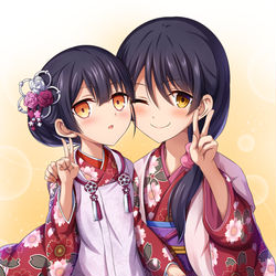 This is a pixiv picture whose title is 朔月親子.