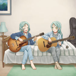 This is a pixiv picture whose title is さよひなお部屋セッション.