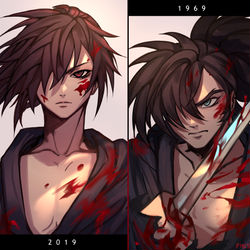 This is a pixiv picture whose title is 百鬼丸  2019 VS 1969.