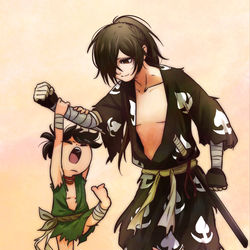 This is a pixiv picture whose title is 「刀よこせー！」.