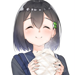 This is a pixiv picture whose title is 肉まんあげたらすっごい美味しそうに食べてくれた.