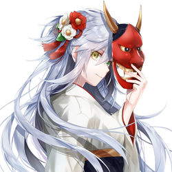 This is a pixiv picture whose title is 鬼の面.