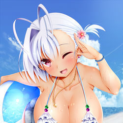 This is a pixiv picture whose title is そこのお兄さん、ちょっとビキニ結んでくんない？.