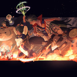 This is a pixiv picture whose title is 共闘戦線.