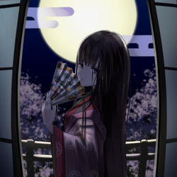 This is a pixiv picture whose title is 月との相性が良すぎる.