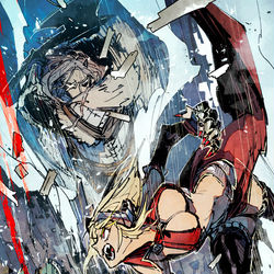 This is a pixiv picture whose title is 【PFLS】爪牙衝突.