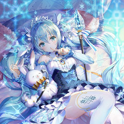 This is a pixiv picture whose title is 【ミクコレ】雪ミク2019:麗しの眠り姫.