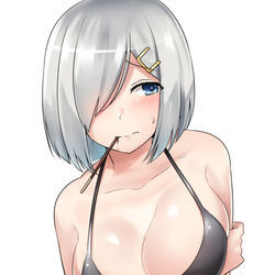 This is a pixiv picture whose title is 水着浜風.