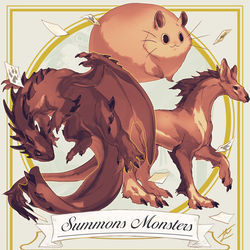This is a pixiv picture whose title is 【PFLS】召喚屋の３種の騎獣たち【乗り物】.