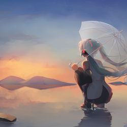 This is a pixiv picture whose title is 世界の最後に傘を差す.