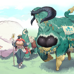 This is a pixiv picture whose title is 【PFLS】霊獣アロエとその従者・ラケル【エルダーグラン】.