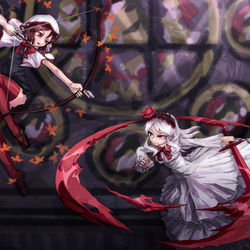 This is a pixiv picture whose title is Kaho vs Fennel.