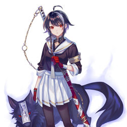 This is a pixiv picture whose title is 制服×刀.