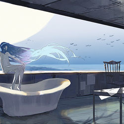 This is a pixiv picture whose title is 残響する孤独.
