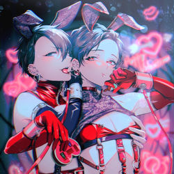 This is a pixiv picture whose title is 酒チョコとバニー(+おまけ).