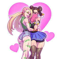 This is a pixiv picture whose title is Cammy x Chun-Li Valentines date.