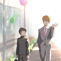 This is a pixiv picture whose title is モブと霊幻.