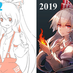 This is a pixiv picture whose title is 2012年→2019年.
