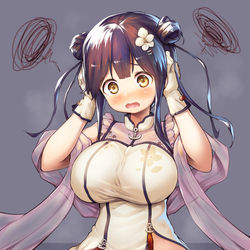 This is a pixiv picture whose title is そのおっぱいとチャイナドレスでマラニーしような.
