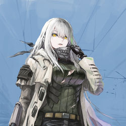 This is a pixiv picture whose title is 铁血化 M4a1.