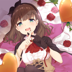This is a pixiv picture whose title is 「まだ、だめです♡」.
