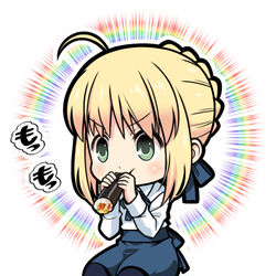 This is a pixiv picture whose title is 恵方巻を食べるセイバーさん.