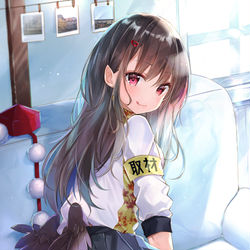 This is a pixiv picture whose title is 長髪×挑発.