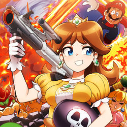 This is a pixiv picture whose title is 大乱闘を満喫するデイジー姫.