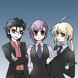 This is a pixiv picture whose title is 男装ヒロインズ.