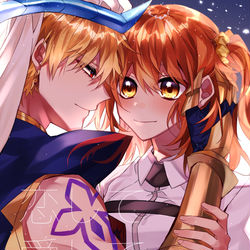 This is a pixiv picture whose title is 【2/24春コミ】キャスギルぐだ♀【新刊サンプル】.