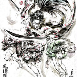 This is a pixiv picture whose title is 【極道水墨】多羅羅.