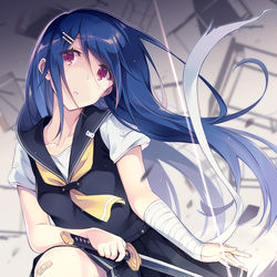 This is a pixiv picture whose title is 刀JKちゃん.